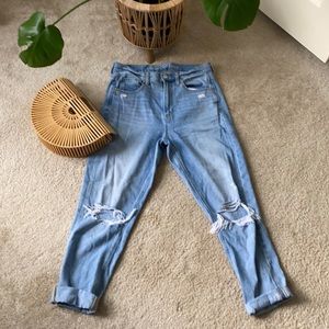 American Eagle High Rise Ripped Mom Jeans